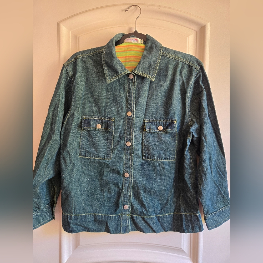 Blue Denim Shirt Jacket By Fresh Produce